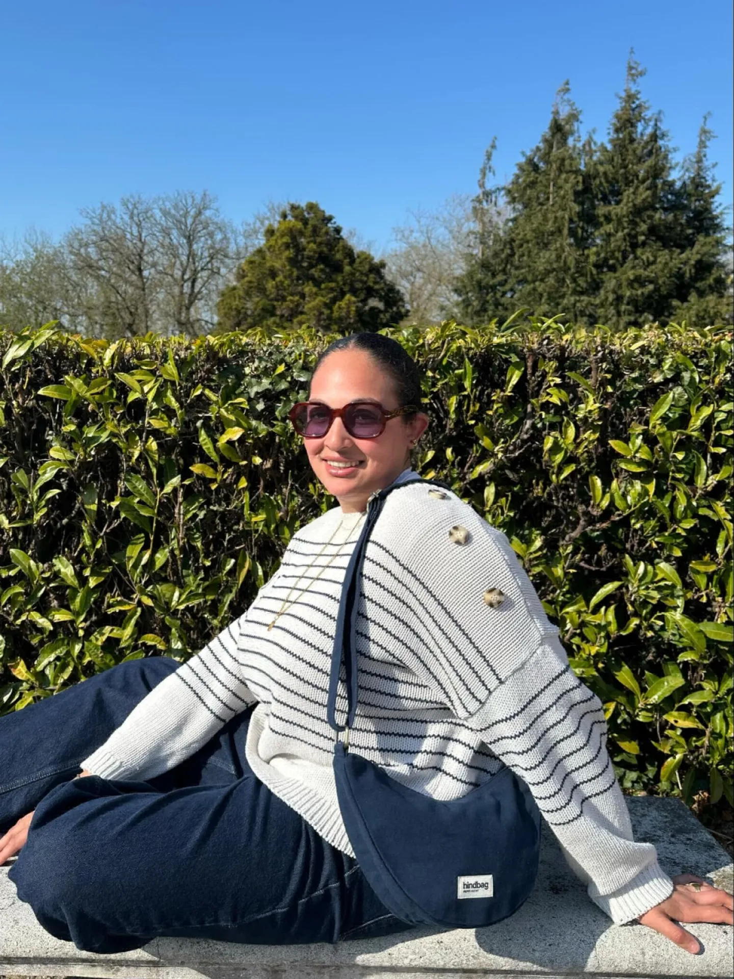 Sac Hindbag Andréa Navy en coton bio disponible chez Evasion Eu