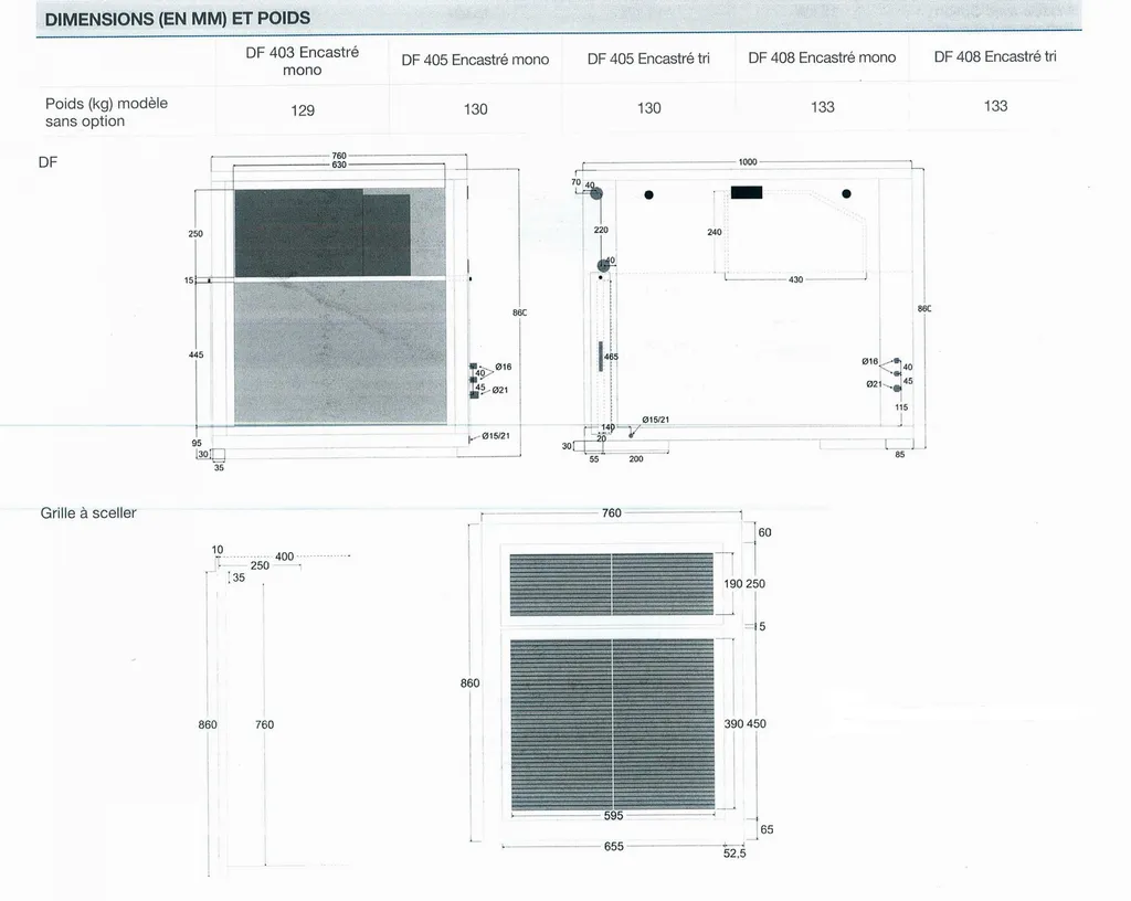 DESHUMIDIFICATEUR ZODIAC TYPE DF VERSION ENCASTRE