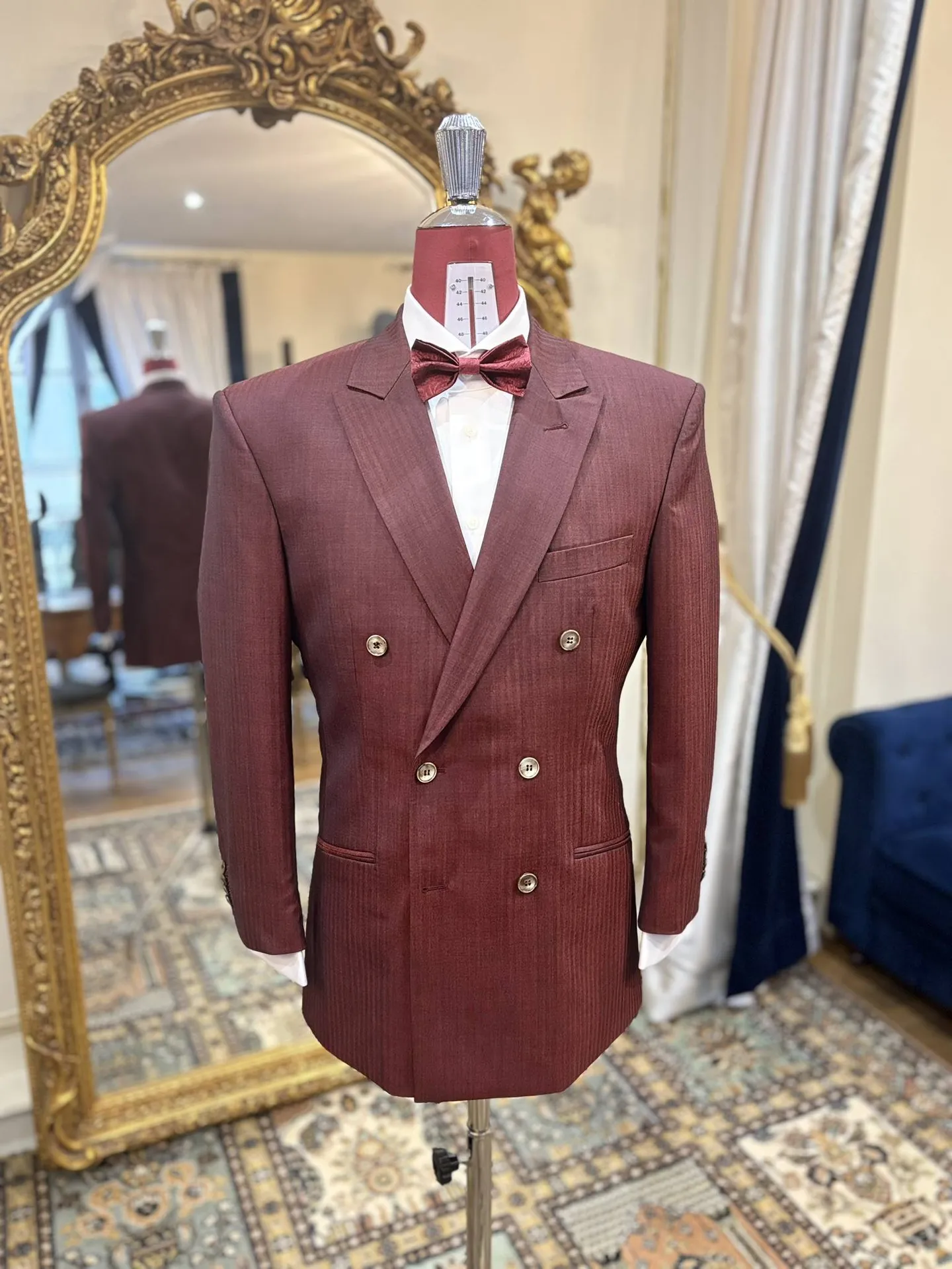 costume croise rouge mariage homme sur mesure tailleur traditionnel carat versailles yvelines paris boulogne