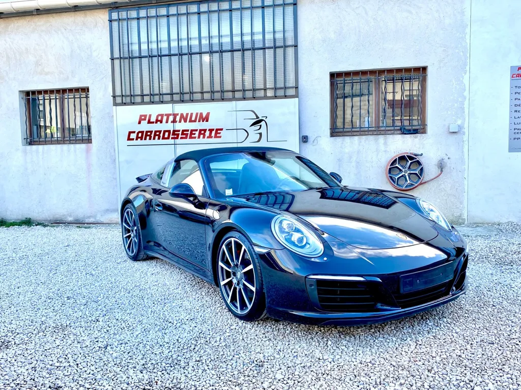 Intervention mécanique et carrosserie sur une Porsche 991 Targa Carrera 4S réalisée dans notre atelier expert situé à Carnoux