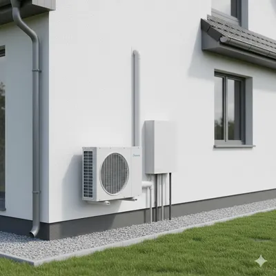 Installation d'une unité extérieure de pompe à chaleur Multi-split Daikin sur la façade d'une maison individuelle à Libourne.