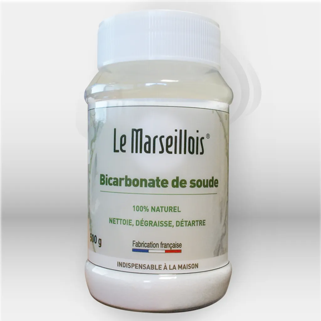 Bicarbonate de soude 100% naturel Le Marseillois 500 g pour entretien professionnel, idéal pour cuisines, collectivités et restauration, offrant une solution écologique, efficace et polyvalente pour le nettoyage, le dégraissage et la désodorisation des su