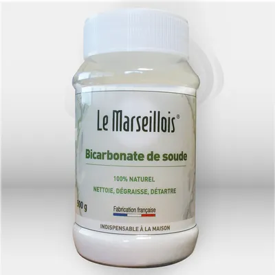 Bicarbonate de soude 100% naturel Le Marseillois 500 g pour entretien professionnel, idéal pour cuisines, collectivités et restauration, offrant une solution écologique, efficace et polyvalente pour le nettoyage, le dégraissage et la désodorisation des su