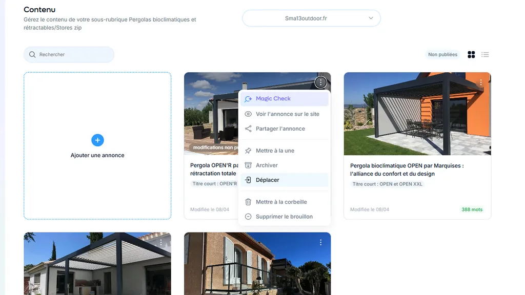 Déplacement d’annonce dans une autre rubrique