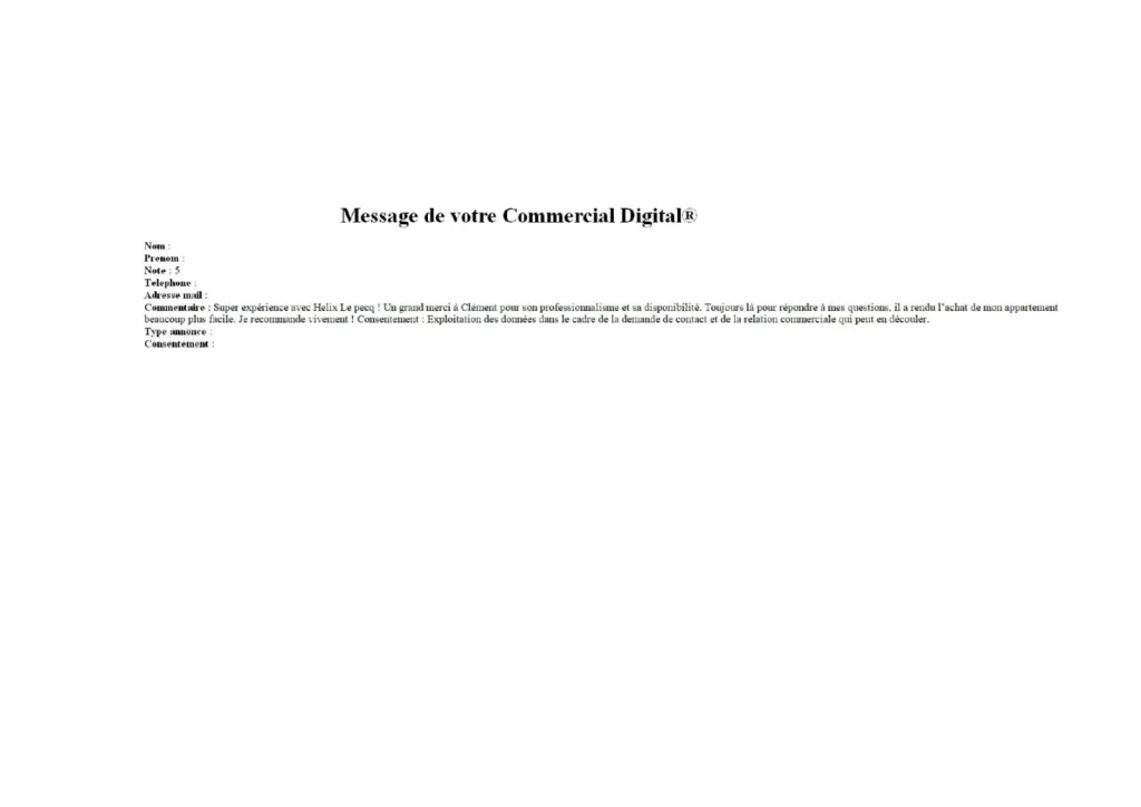 Avis d'un client avec une super expérience avec Helix Immobilier le Pecq !