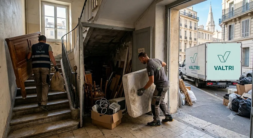 Débarras d’un appartement et d’une cave à Marseille 1er : enlèvement de mobilier, déchets électriques et encombrants par l'entreprise Valtri