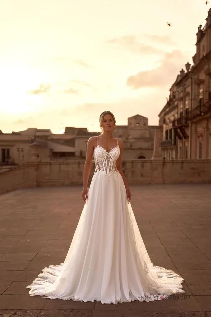 Robe de Mariée Bohème Chic en Dentelle et Mousseline Plan de campagne