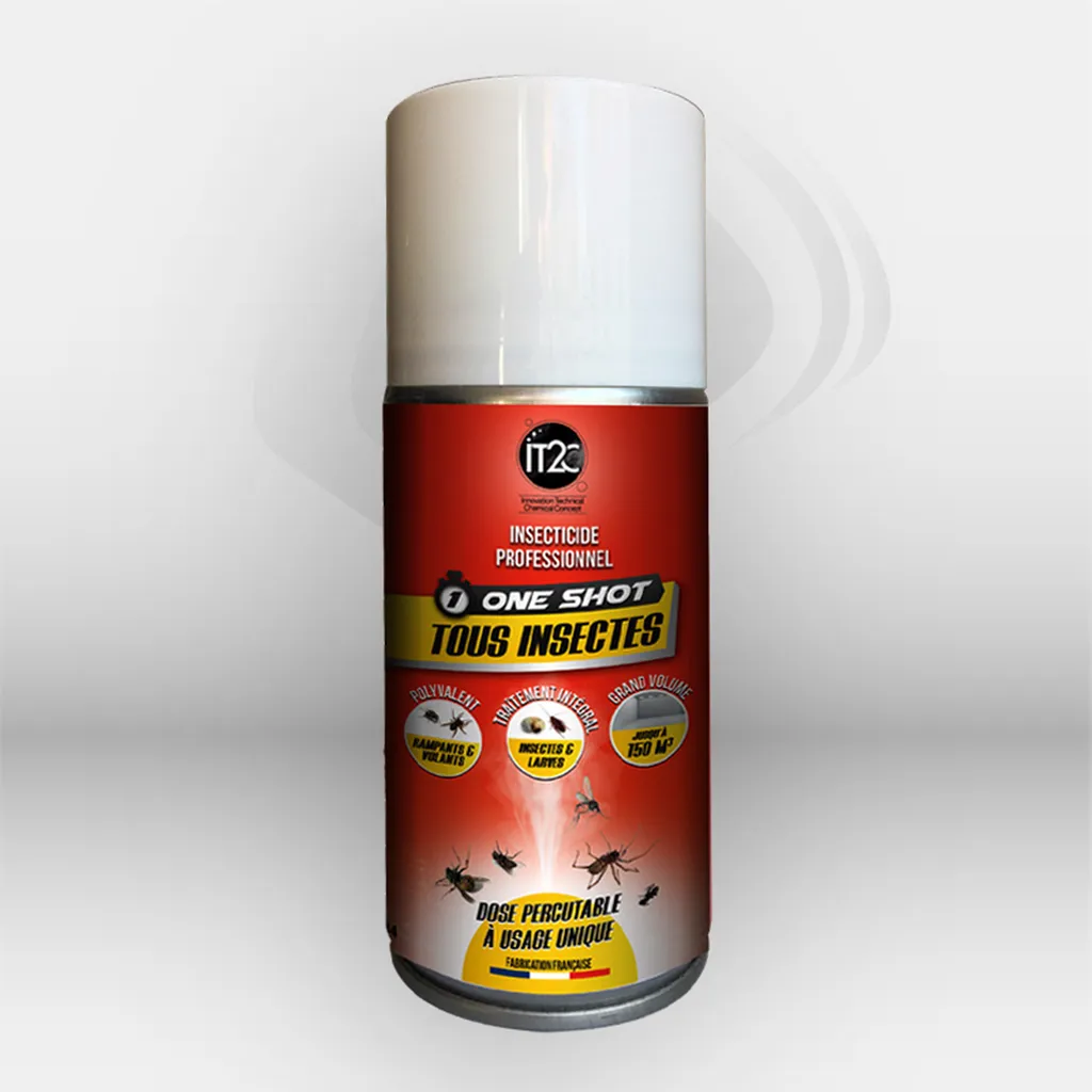 Insecticide ONE SHOT insectes volants et rampants utilisé pour le traitement des nuisibles dans les locaux professionnels à Mont-de-Marsan, Landes (40), Nouvelle-Aquitaine, disponible partout en France.