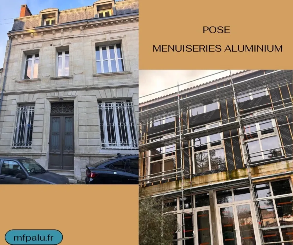 Rénovation d’un bâtiment ancien avec pose de menuiseries d’entrée et fenêtres de façade en aluminium à Toulouse