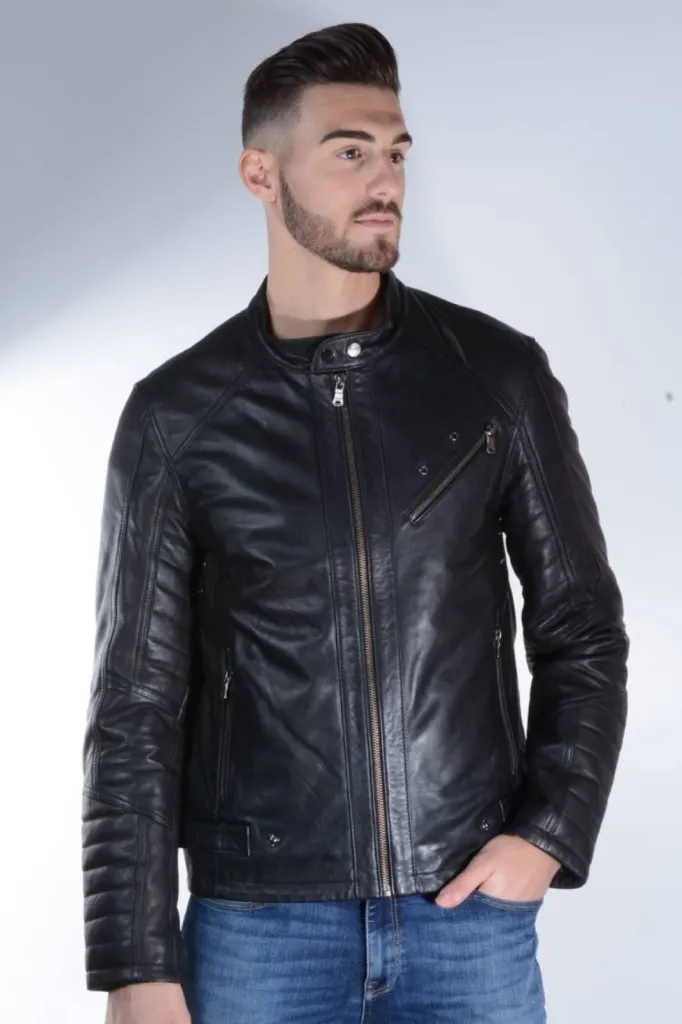 Blouson cuir noir homme