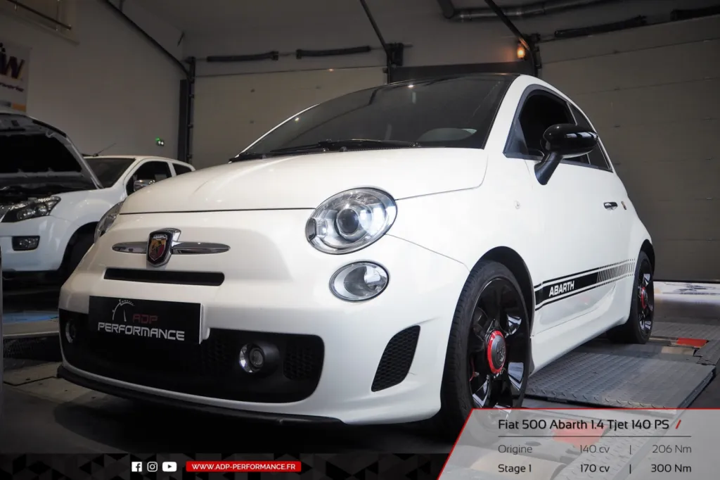 Reprogrammation moteur Salon de Provence - Fiat 500 Abarth 1.4 Tjet 140cv - ADP Performance