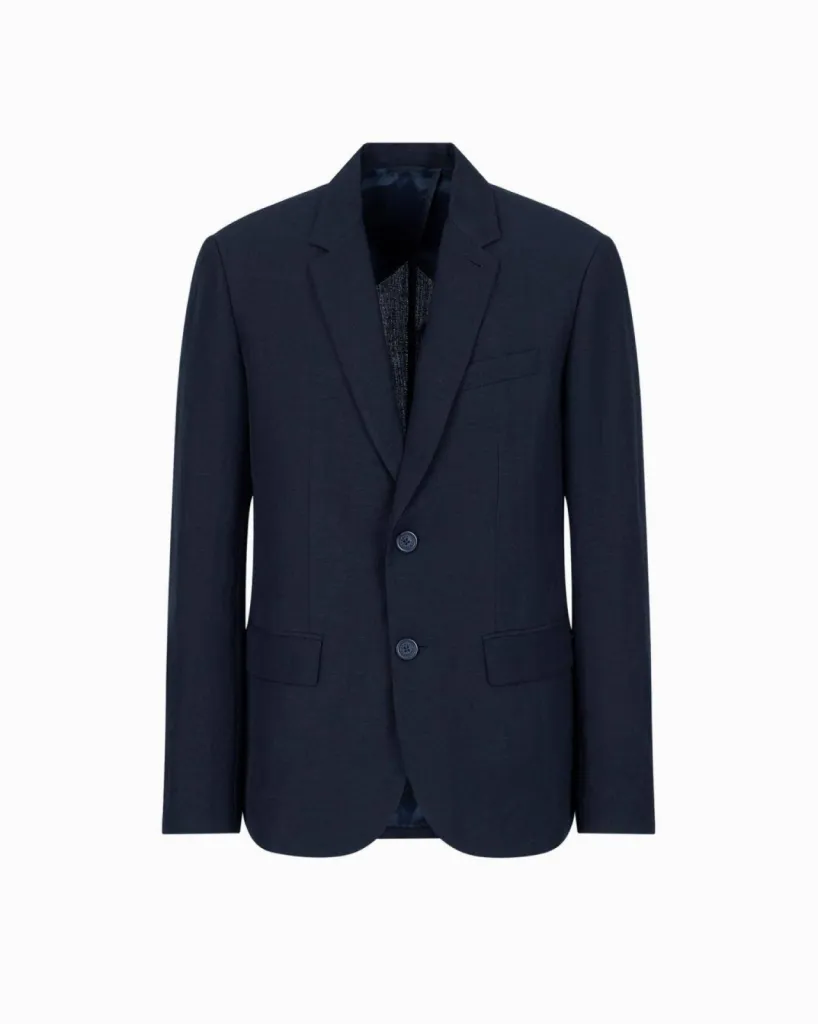 veste déstructurée lin-viscose Armani Exchange bleu marine parfaite pour l'été à Dieppe, Rouen et Seine-Maritime 