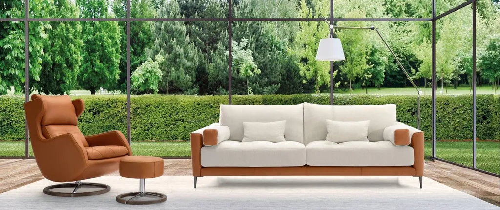 canapé 2 places en tissu blanc et marron à hyères vers La Valette du Var les palmier