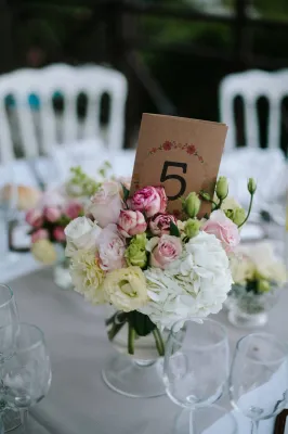 wedding and flowers table in french venue
