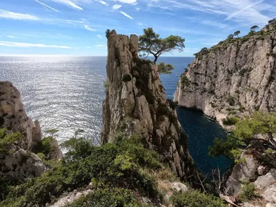 Calanque de l’Oule excursion l’Eden Boat: passengers discovering the raw beauty of the Calanque de l’Oule from l’Eden Boat.