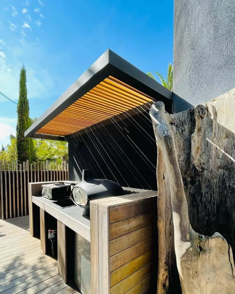 Pergola moderne sur mesure bois et acier