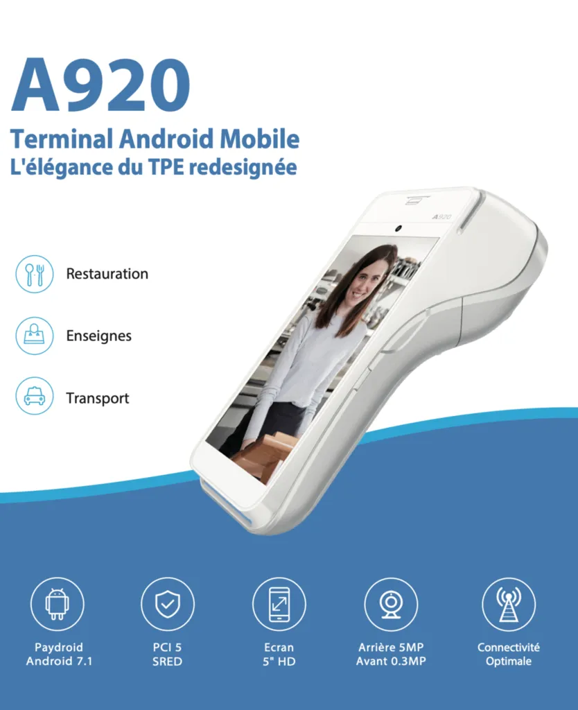 Pax a920 terminal bancaire portable tactile intelligent à Marseille