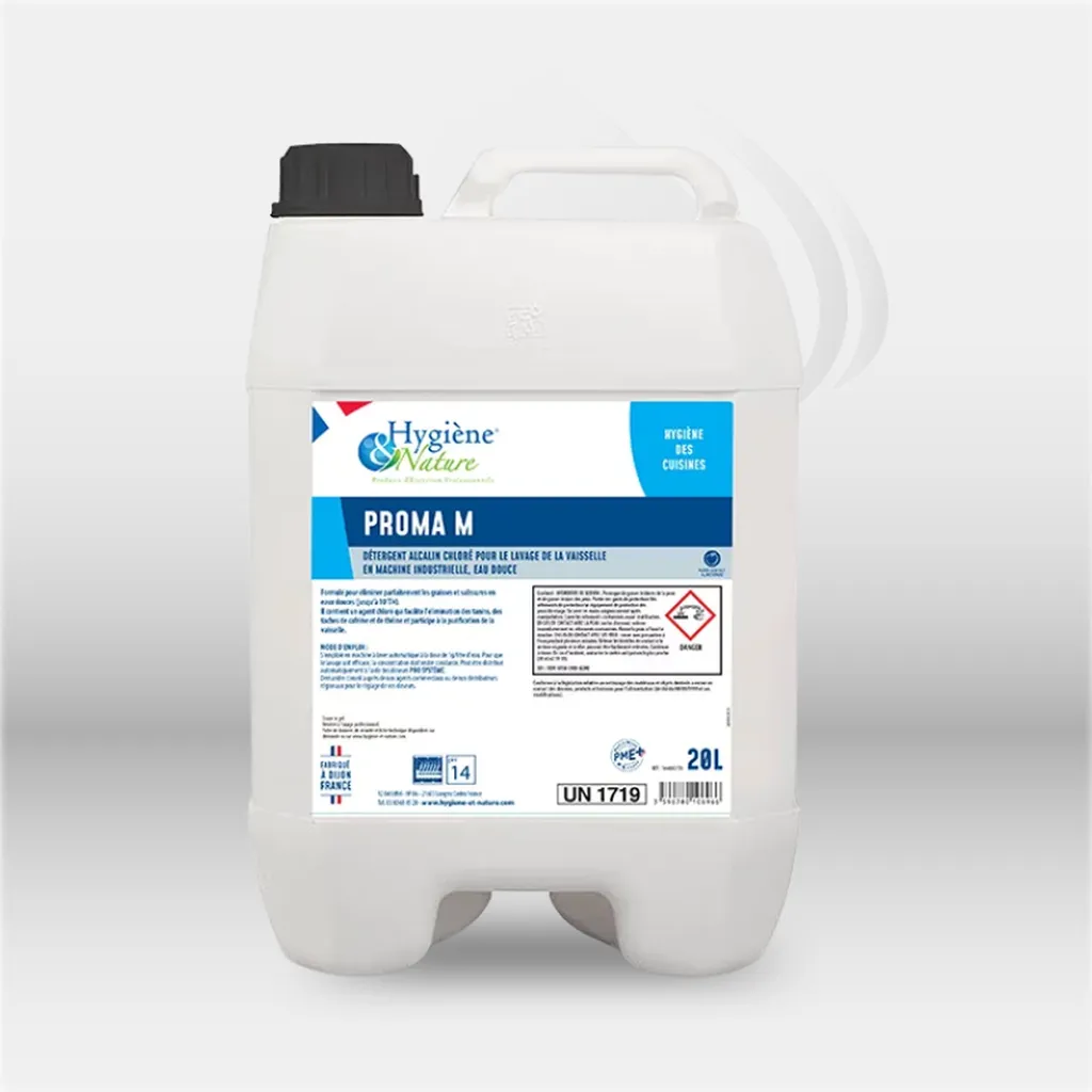 Proma M nettoyant désinfectant menthe utilisé pour l’entretien et la désinfection des locaux professionnels à Mont-de-Marsan, Landes (40), Nouvelle-Aquitaine, disponible partout en France.