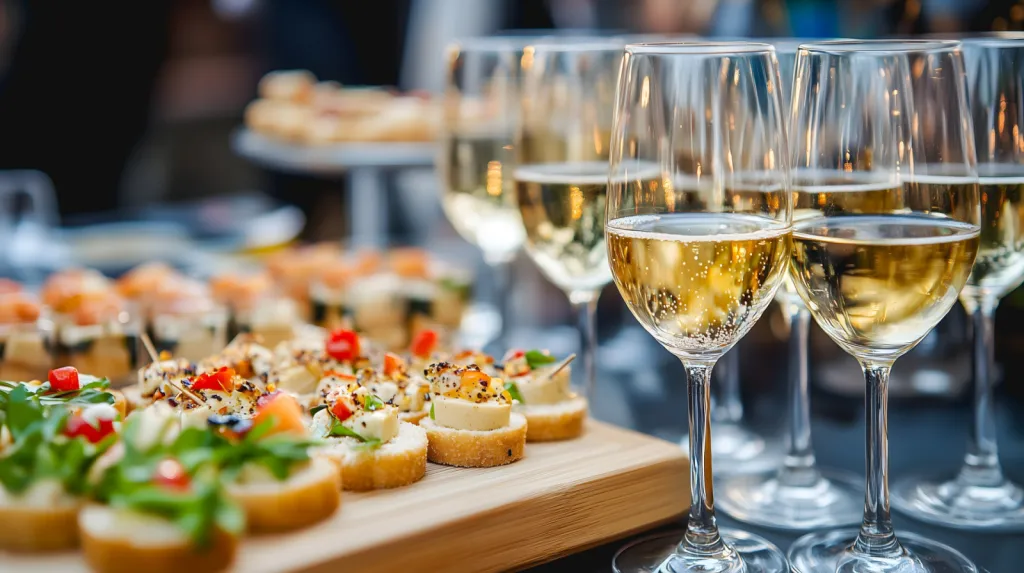 Soirée gastronomique conviviale et élégante avec traiteur bistronomique, buffet raffiné et ambiance festive en Alsace