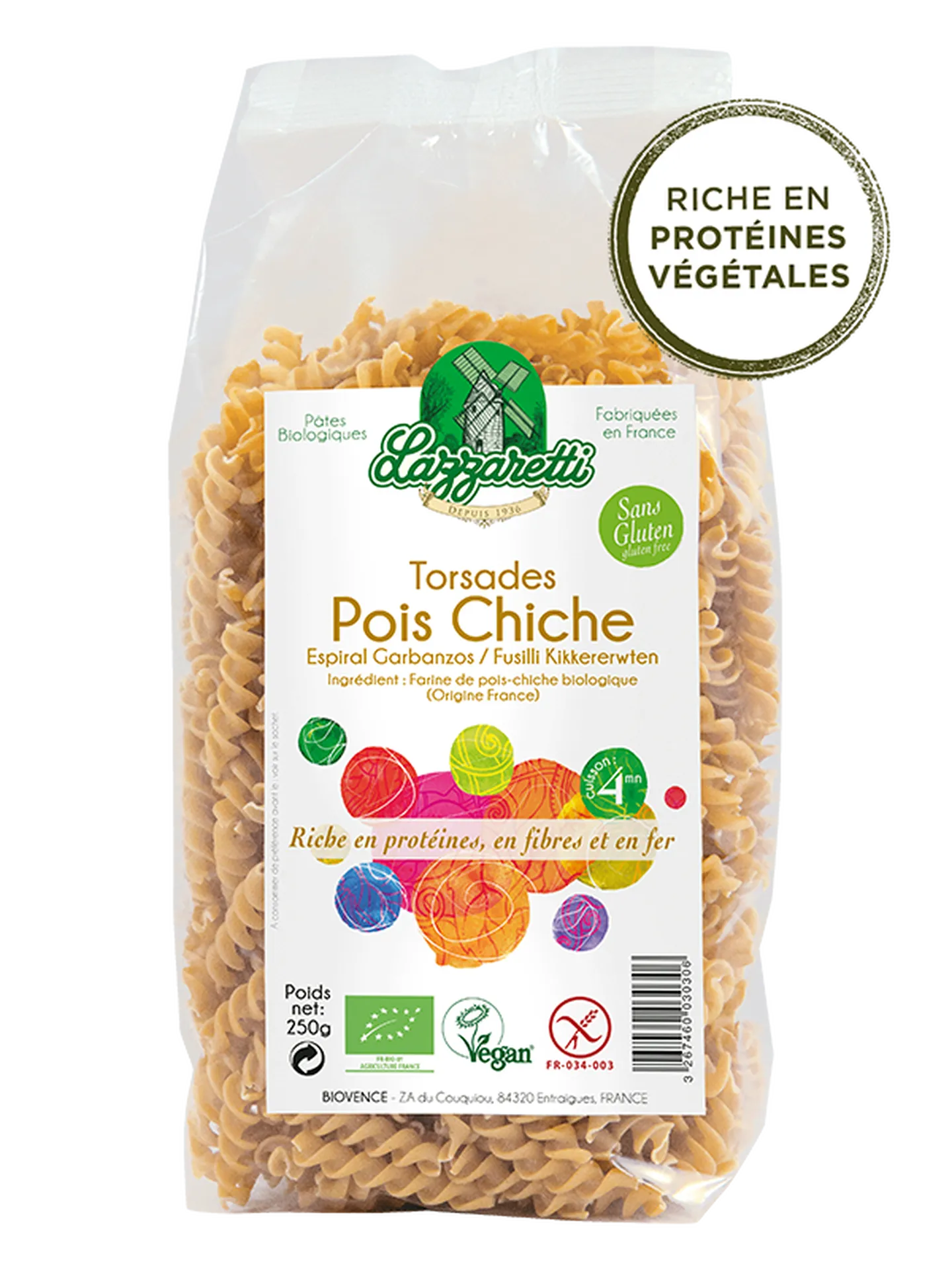 pates lazzaretti torsades pois chiche