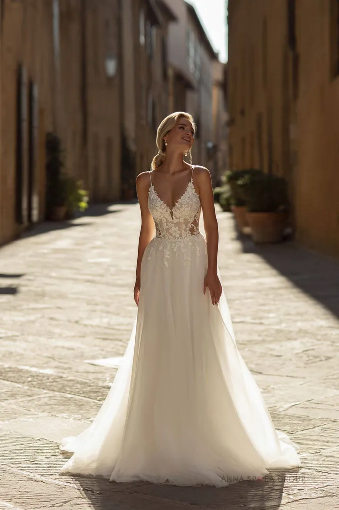 Robe de mariée trapèze modèle MUPHRID à Marseille.