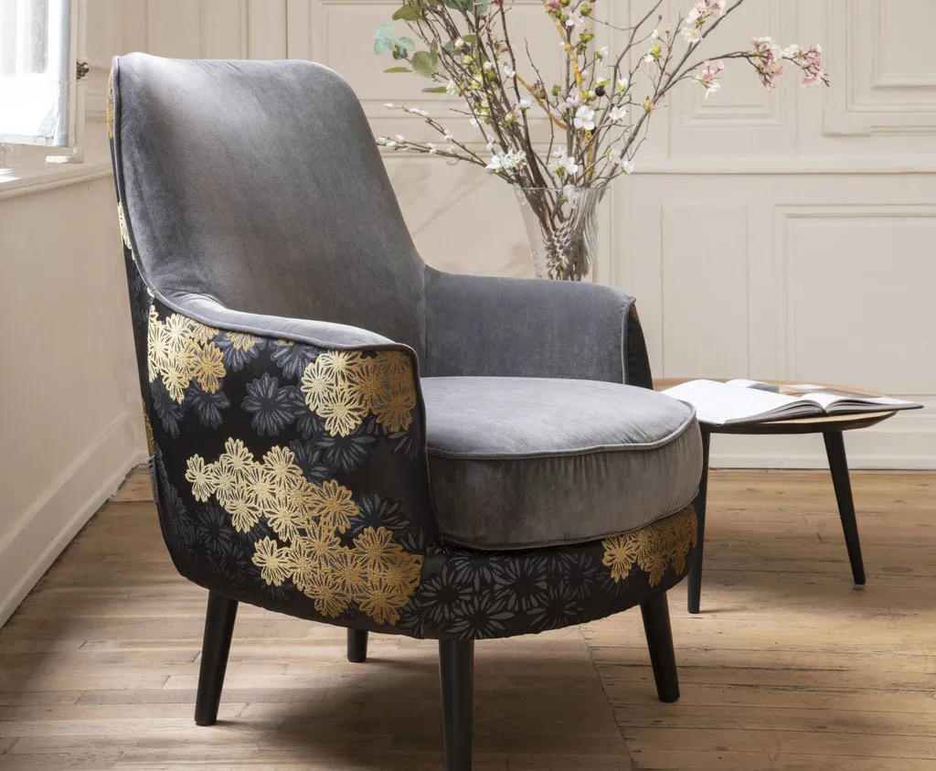 Fauteuil gris et motifs contemporain et confortable hyères les palmiers