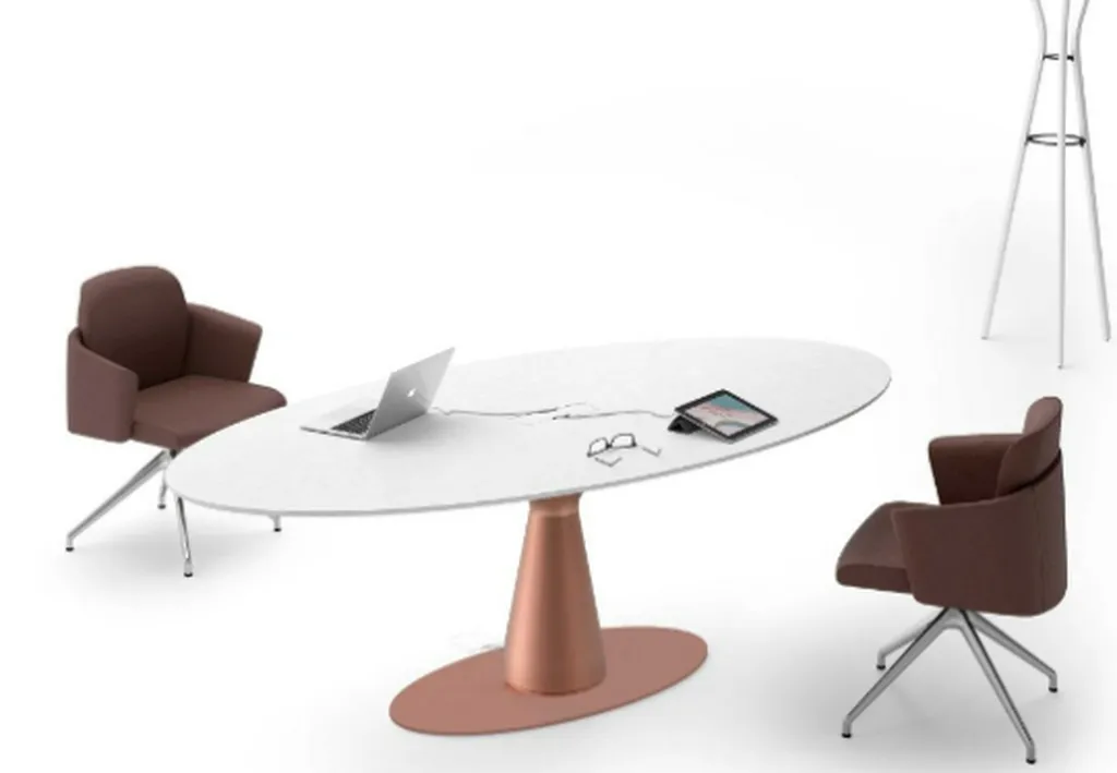 BRALCO Table de réunion ovale  avec  pied central livrée à Marseille