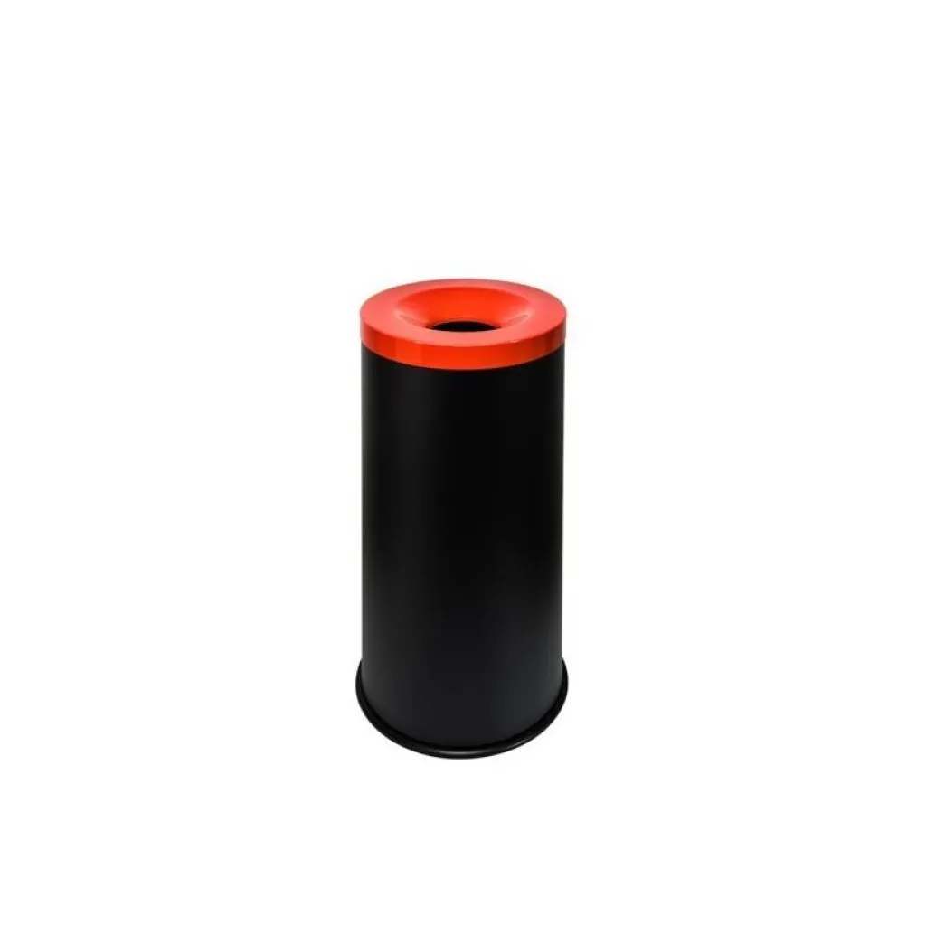 Corbeille anti feu couvercle rouge tri selectif