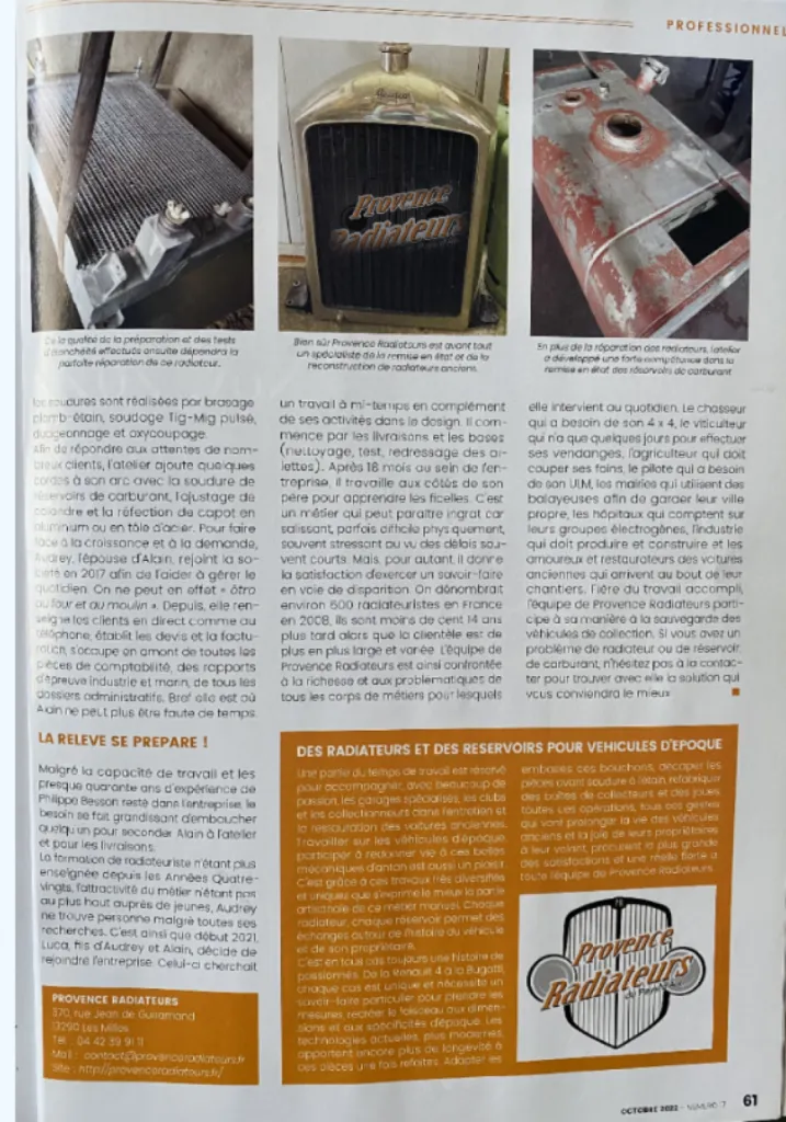 Provence Radiateurs spécialiste dans la réparation et fabrication de radiateurs de refroidissement.