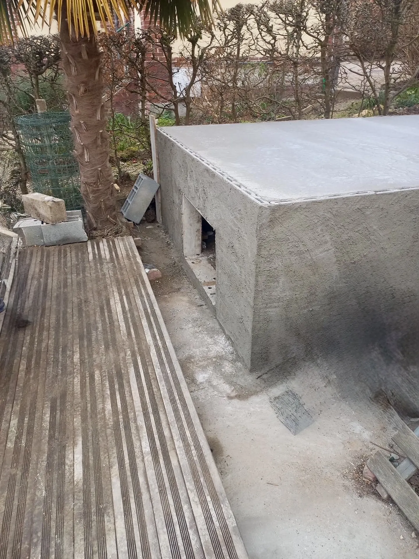 Travaux de maçonnerie pour recevoir un agrandissement de maison en structure bois vers Lillebonne en Seine-Maritime 76