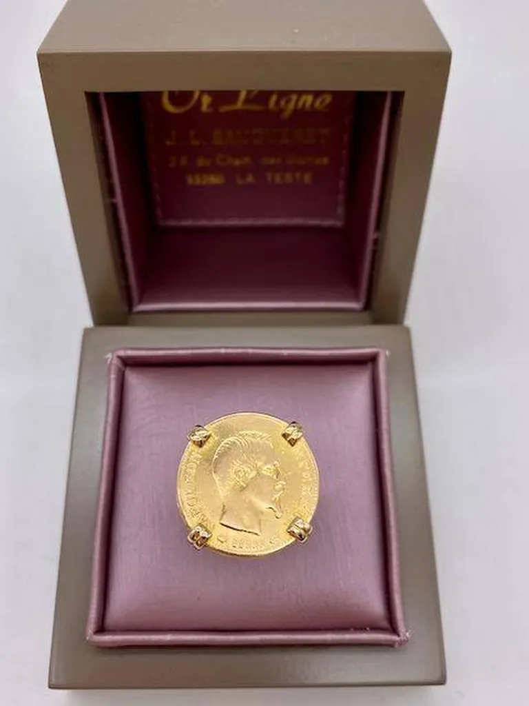 Bague porte pièce 10 francs de 1856 montée sur or 750/1000ème en dépôt vente chez Or Ligne à La Teste près de Bordeaux