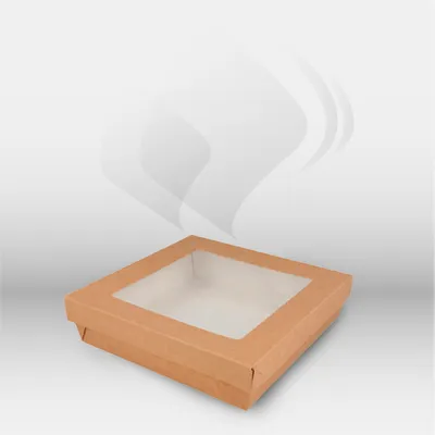 Boîtes à salade en carton avec fenêtre Garcia de Pou pour restauration professionnelle, idéales pour salades, poké bowls et plats froids en vente à emporter, offrant une présentation attractive et une protection hygiénique des aliments – disponibles à Mon