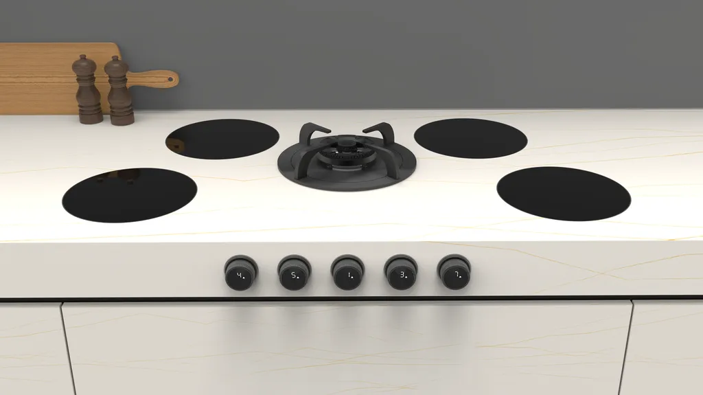 combinaison induction avec un bruleur à gaz et boutons en facade à Paris