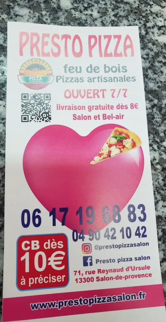 Se faire livrer chaussons pizzas, boissons,glaces ou salades à Salon-de-Provence en vacances  à l'hôtel ou en Airbnb