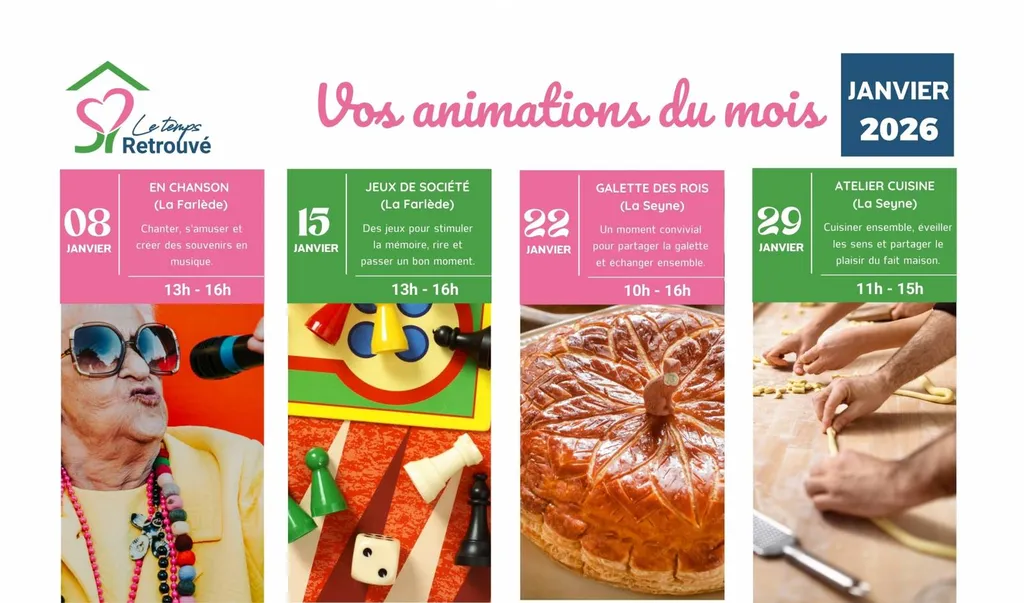 Janvier 2026 - Les animations du Temps Retrouvé