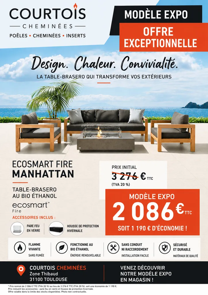 OFFRE COURTOIS CHEMINEES TABLE BRASERO MANHATTAN