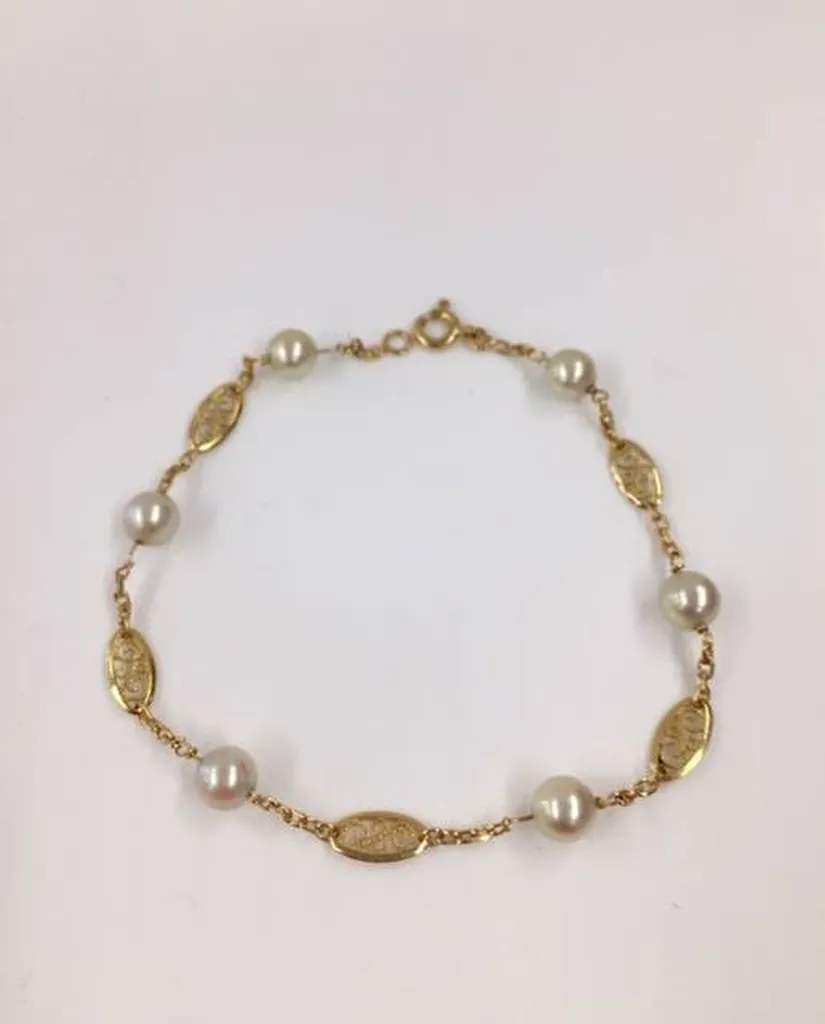 Bracelet filigrané et perles de culture or 750/1000ème occasion Or Ligne La Teste Bassin d'Arcachon