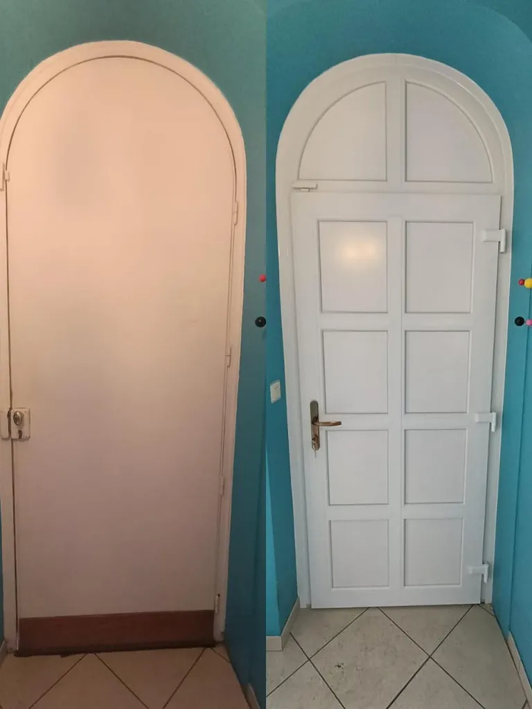 Porte d'entrée avec imposte cintrée en PVC