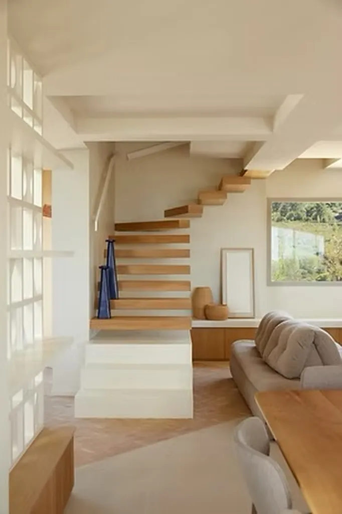 escalier bois et main courante acier