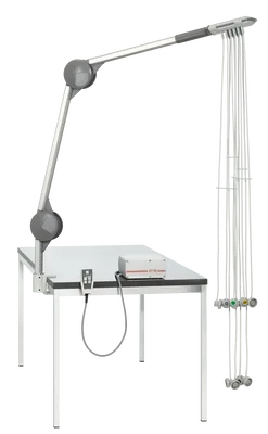 Système ECG Strässle DT80B — support articulé avec 10 câbles ECG de 1 m pour examens cardiaques ergonomiques et fiables en cabinet médical à Metz