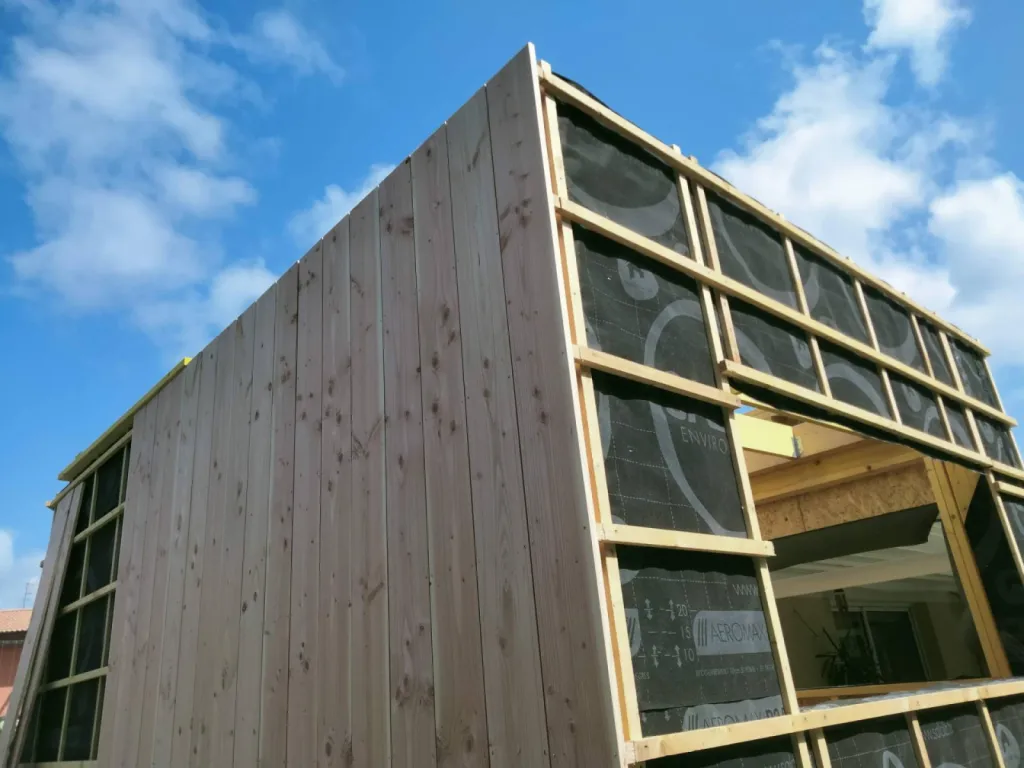 Construction extension bois à toit plat à 30m2 à Mios sur le Bassin d'Arcachon