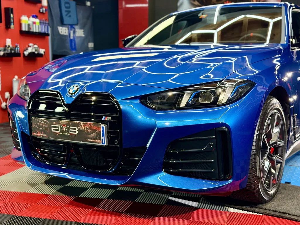 BMW i4 M60 – Protection céramique GYEON Infinite par EMB Detailing à Vaugneray (Lyon)