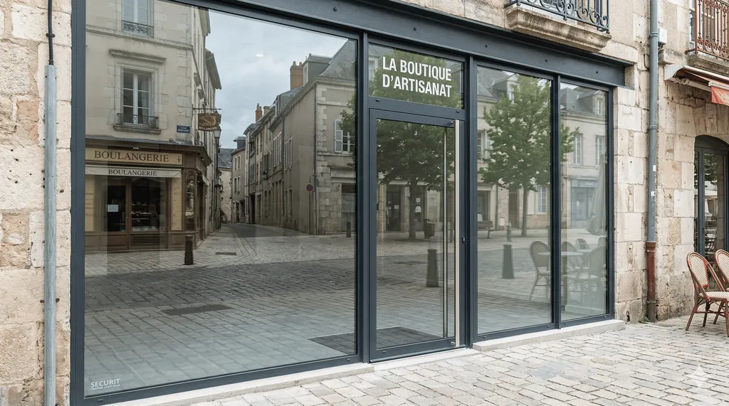 Remplacement de vitrine de magasin cassée avec pose de verre Securit anti-effraction pour commerce et devanture à Aix-en-Provence 13