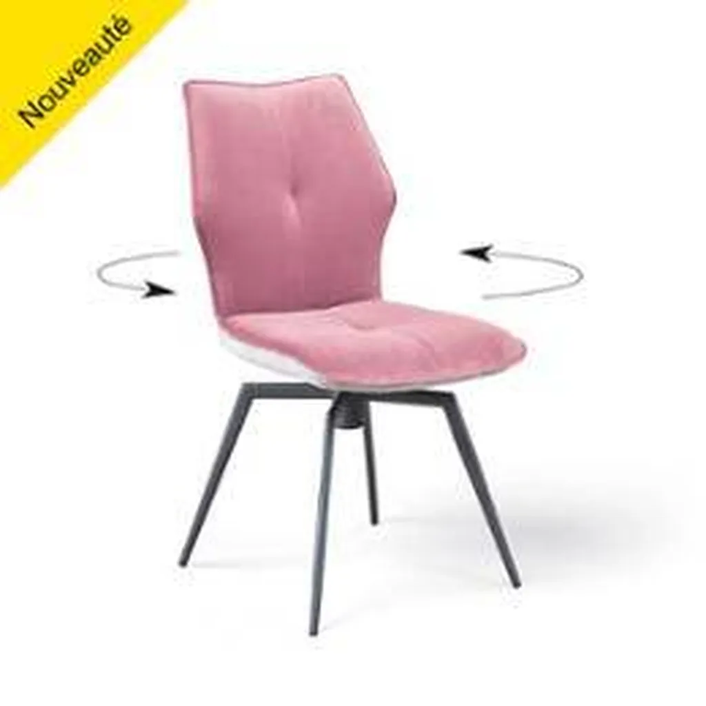 CHAISE PALOMA TISSU VELOURS ROSE PECHE