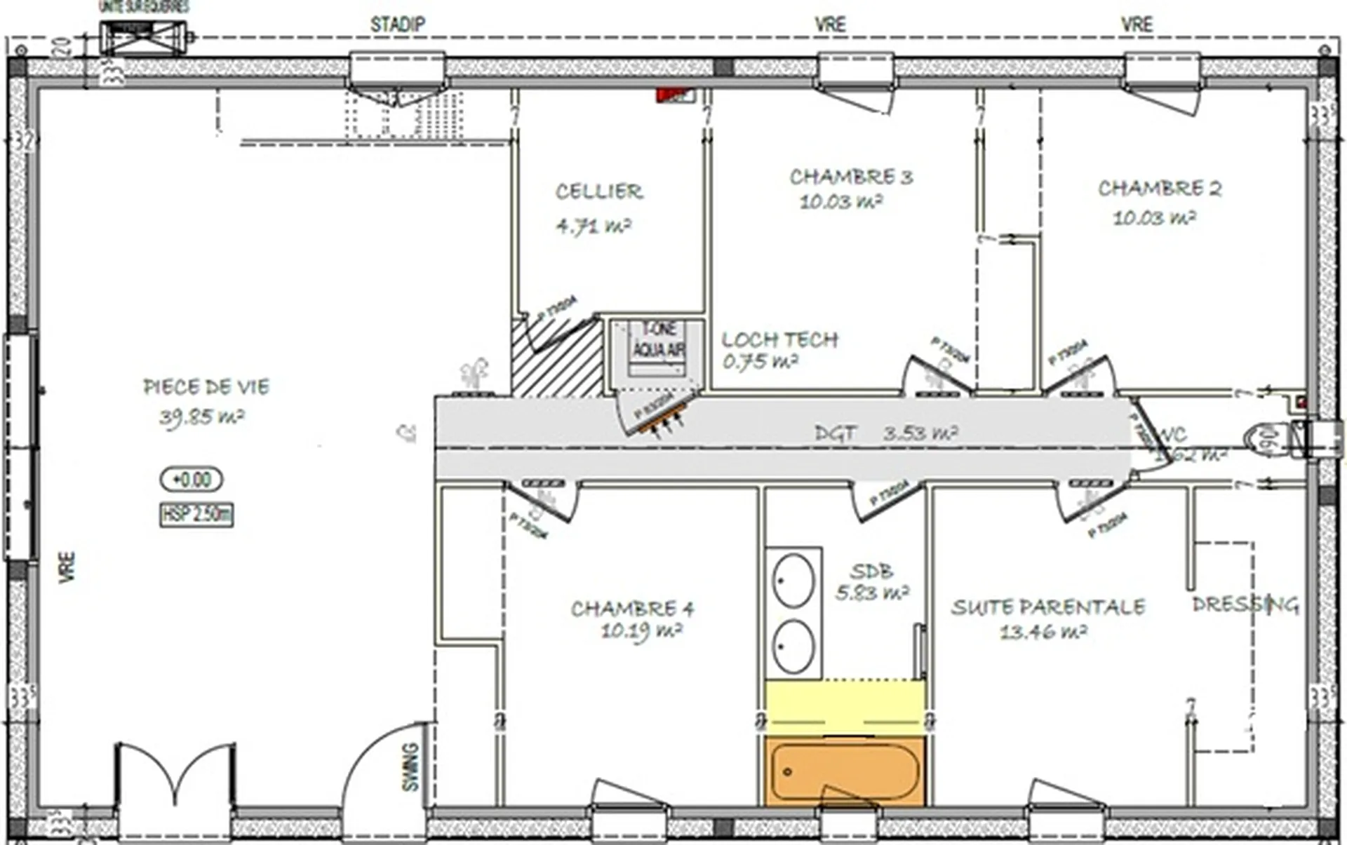 Maison droite de 100 m²