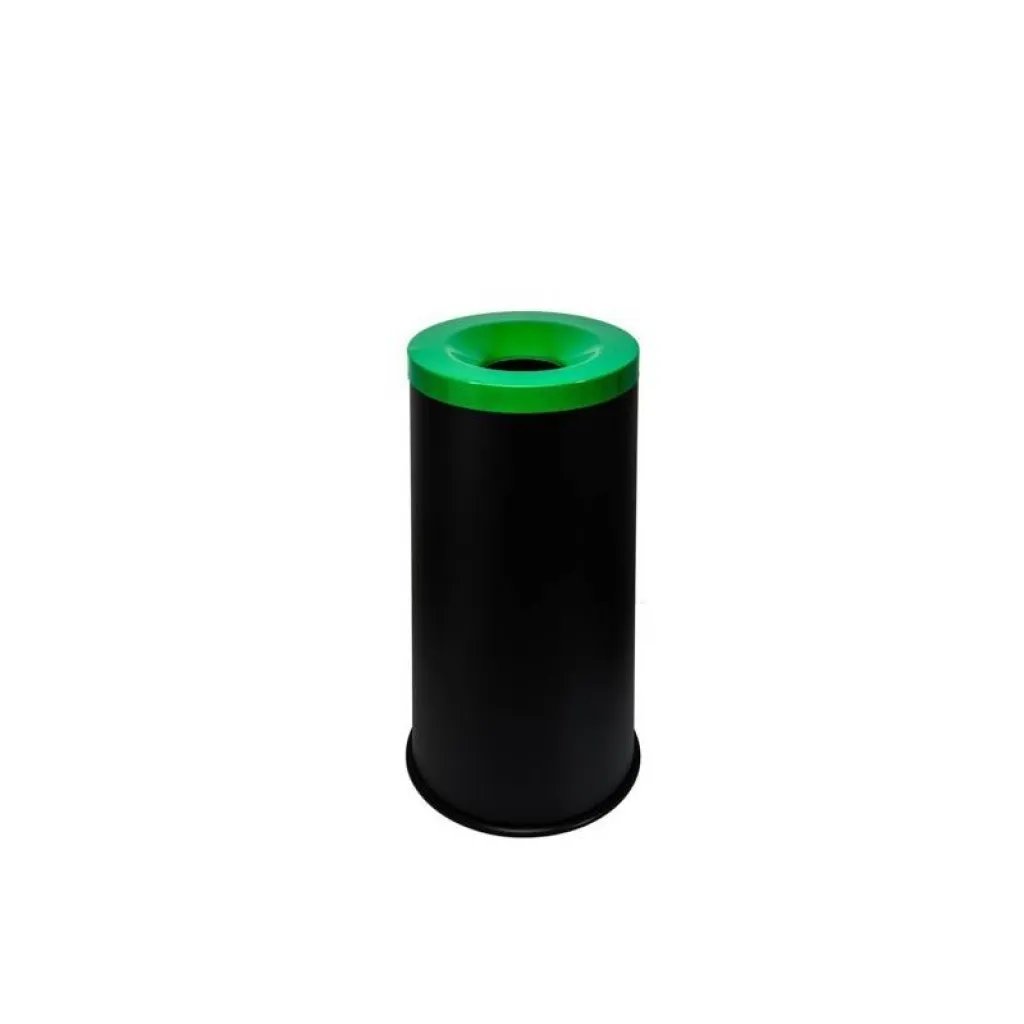 Poubelle anti feu couvercle vert tri selectif