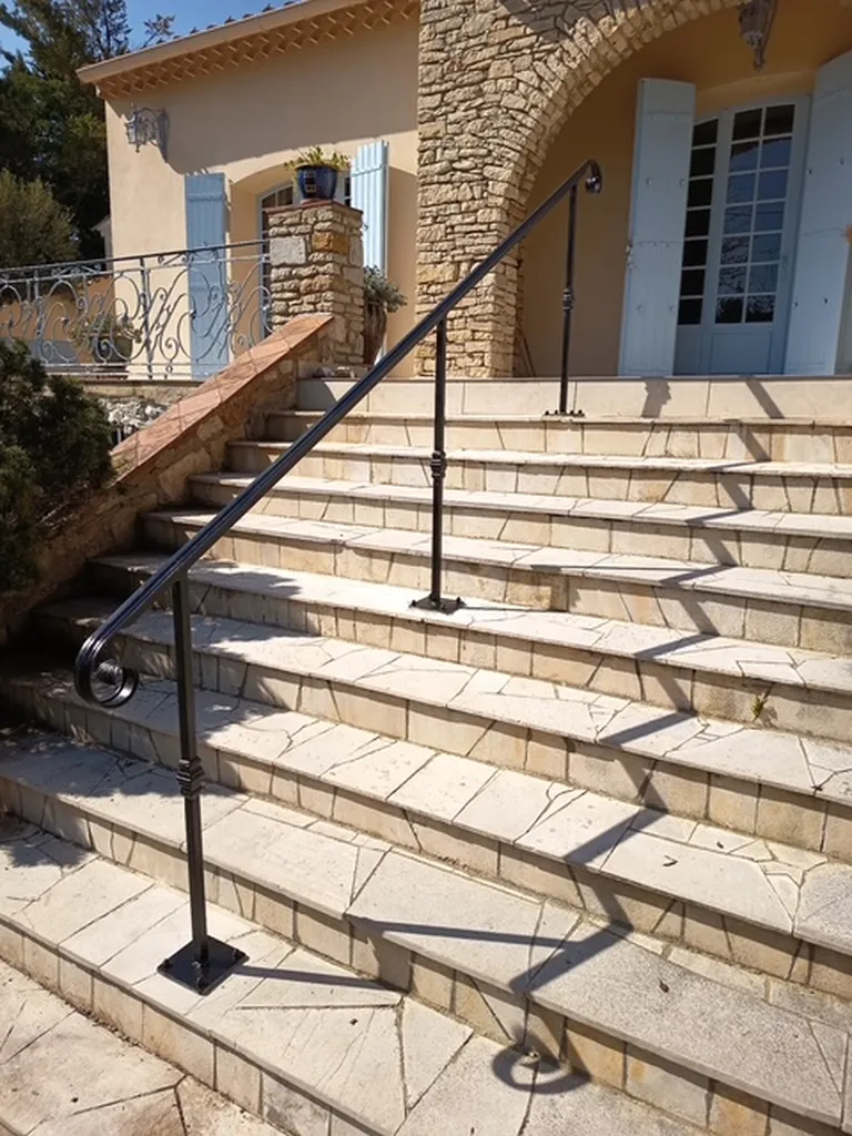 Fabrication et pose rampe main courante de sécurité pour escalier en fer forgé Martigues 