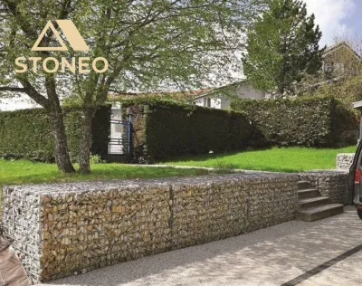 Création d'un mur en gabion esthétique et de qualité avec STONEO, expert aménagements extérieurs à Alixan, Montélier, Saint-Marcel-les-Valence et ailleurs dans le 26, 07 et 38