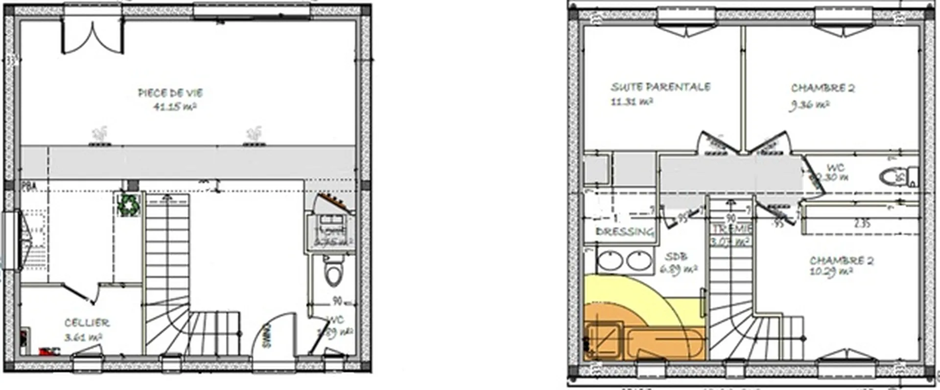 Maison à étage de 90 m²