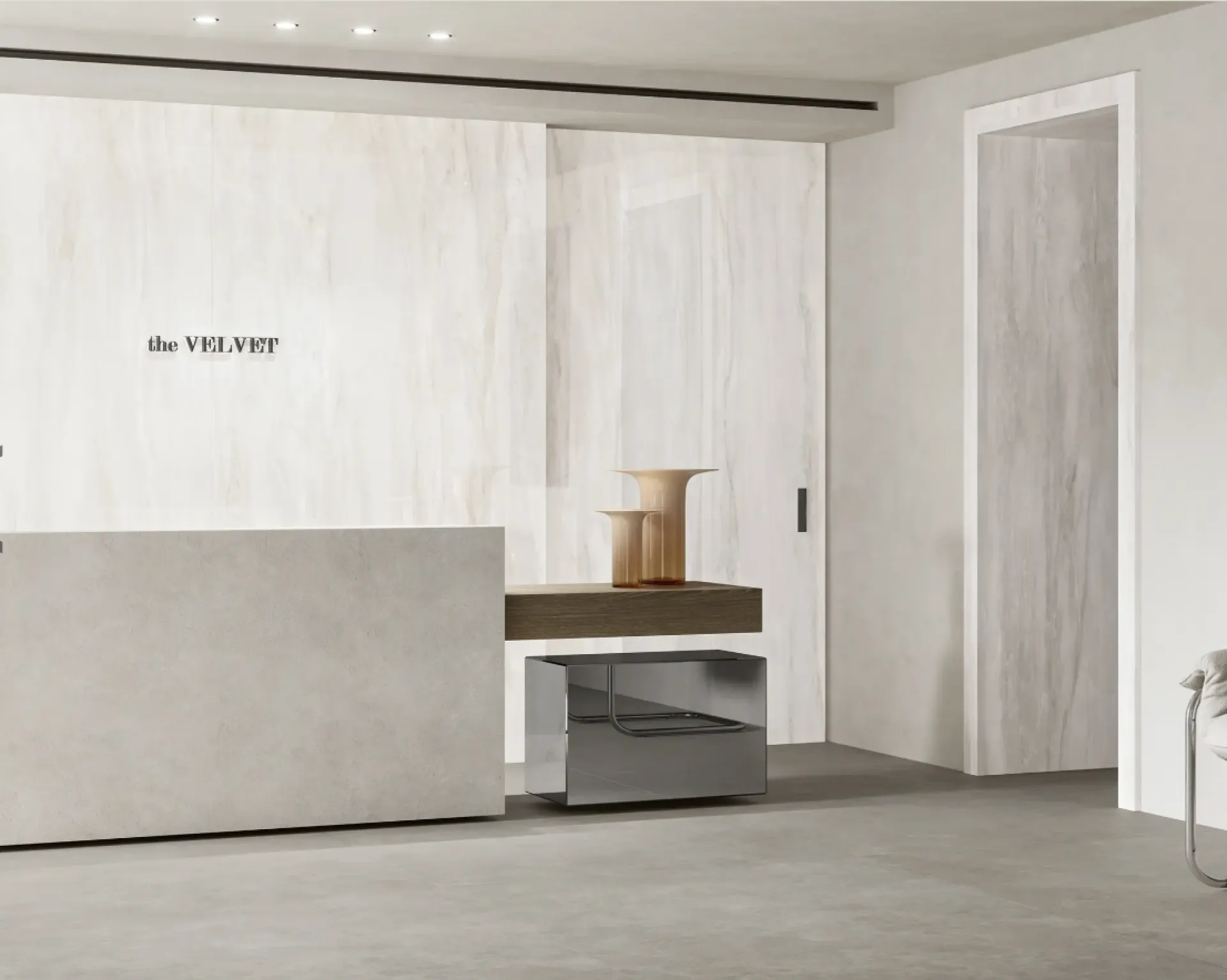 Dans les intérieurs classiques de Dieppe, les veines du Calacatta Gold apportent une touche de raffinement italien.